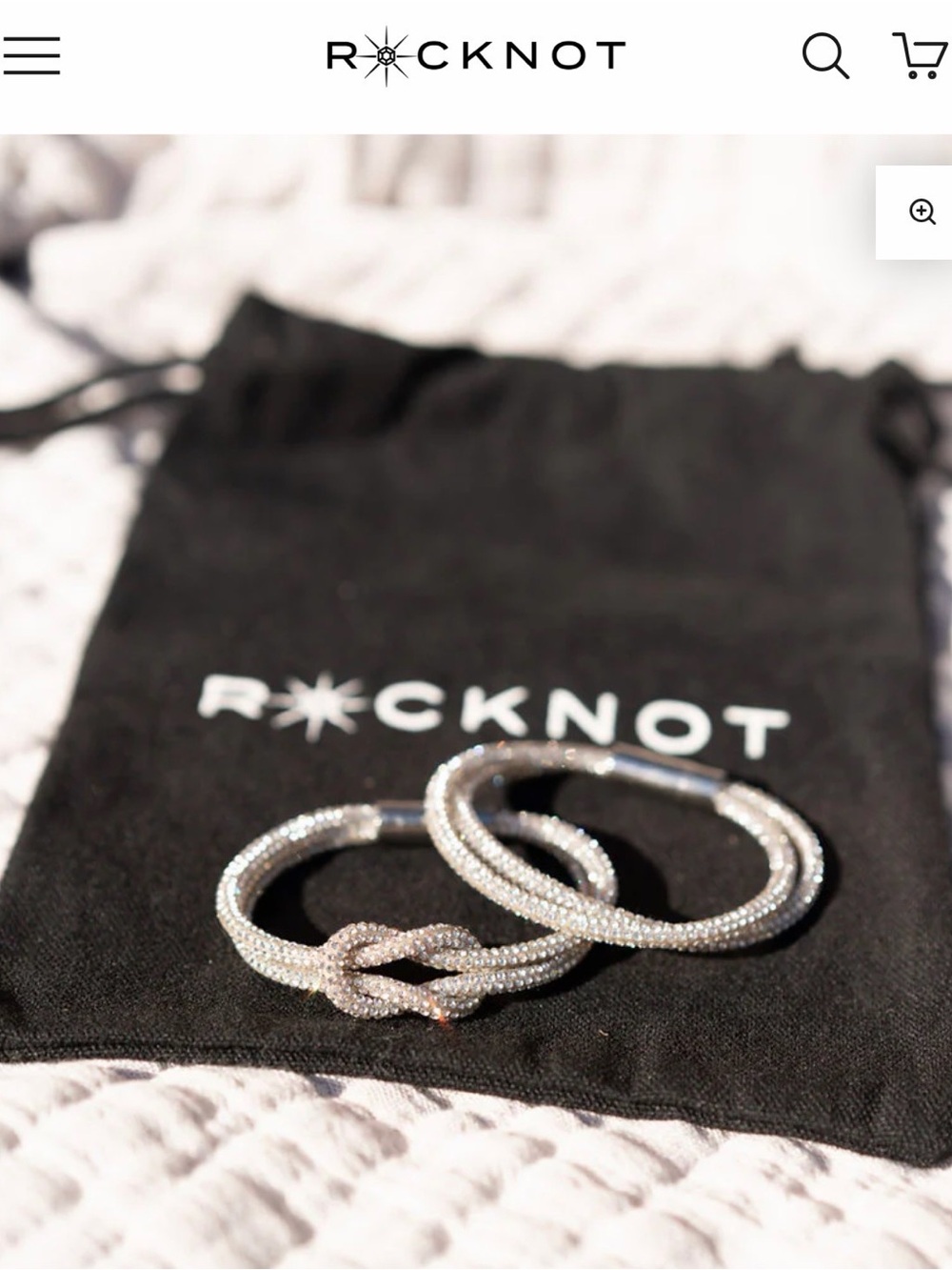 Rocknot Crystal Knot Bracelet Set 6/6.5” New